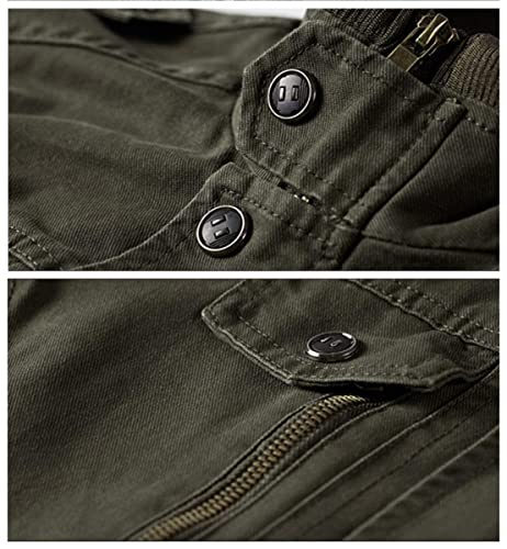EKLENTSON Mens Casual Thicken Military Cotton Windbreaker Hiking Jacket Fleece Lined Winter Coat Army Green
