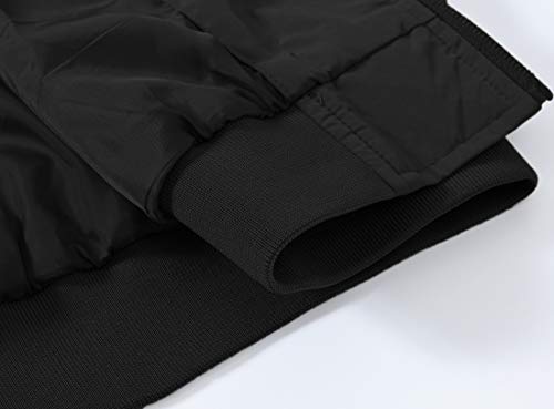 donhobo Men's Spring Autumn Casual Jackets,Lightweight Bomber Jacket Outdoor Sports Windbreakers Thin Baseball Coats with Zipper Pockets Black L