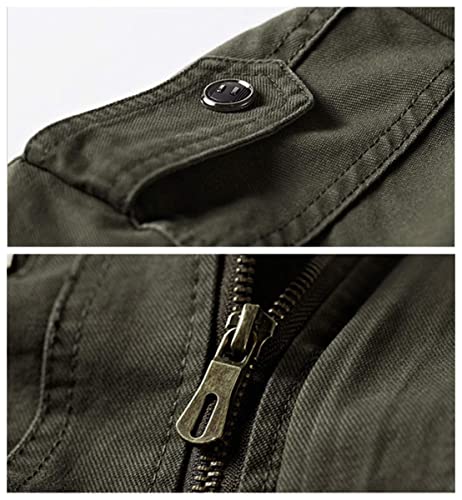 EKLENTSON Mens Casual Thicken Military Cotton Windbreaker Hiking Jacket Fleece Lined Winter Coat Army Green