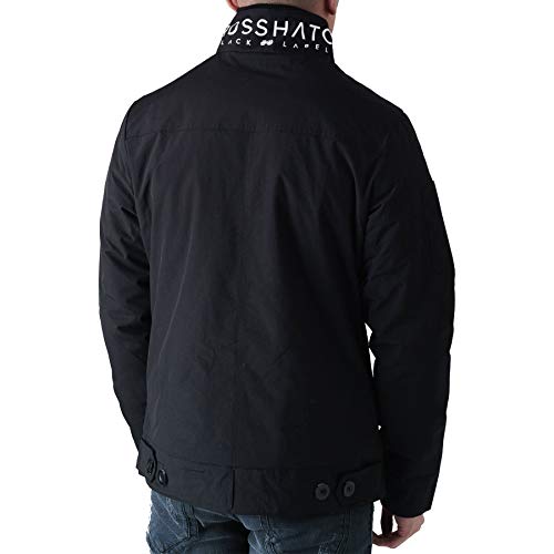 NEW MENS CROSSHATCH PLIXXIE JACKET PADDED DESIGNER BLACK RIBBED WINTER ZIP COAT[Black ,M]
