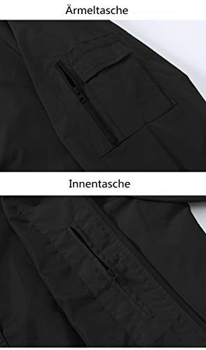 donhobo Men's Spring Autumn Casual Jackets,Lightweight Bomber Jacket Outdoor Sports Windbreakers Thin Baseball Coats with Zipper Pockets Black L