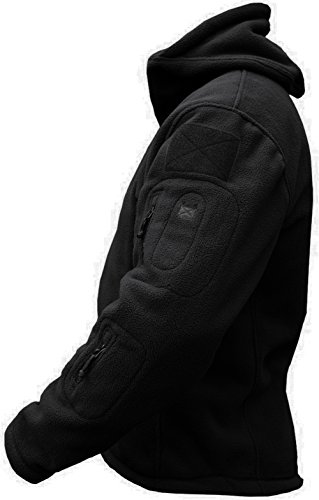 TACVASEN Windproof Men's Military Fleece Combat Jacket Tactical Hoodies, Black, L