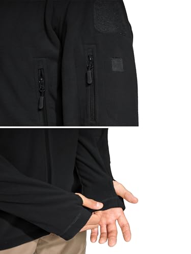 TACVASEN Windproof Men's Military Fleece Combat Jacket Tactical Hoodies, Black, L