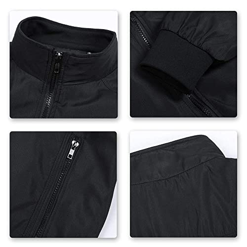 YOUTHUP Mens Jacket Casual Stylish Bomber Coat Lightweight Vintage Outwear Jackets and Coats, Black, L