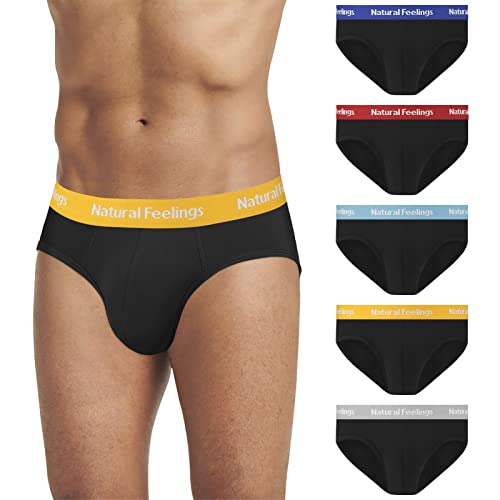 Natural Feelings Mens Underwear Briefs Soft Cotton Mens Briefs Classic Low Rise Soft Waistband Mens Underpants M
