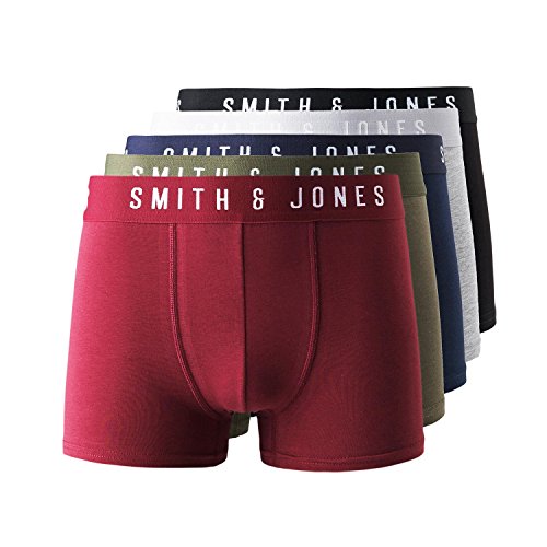 Smith and Jones Mens Boxers Shorts (5 or 7 Pack) Multipacked Underwear Gift Set, Mens Boxers Trunk(XL,NIGHTFALL)
