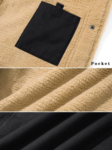 EKLENTSON Men's Work Jacket Thermal Military Hunting Jacket Cotton Casual Thick Fleece Jacket Black,M