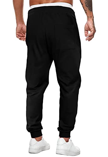 Meilicloth Mens Tracksuit Bottoms Sweatpants Graphic Tapered Track Gym Running Joggers Sweat Pants Smiley Face Athletic Pants with Drawstring Black Large