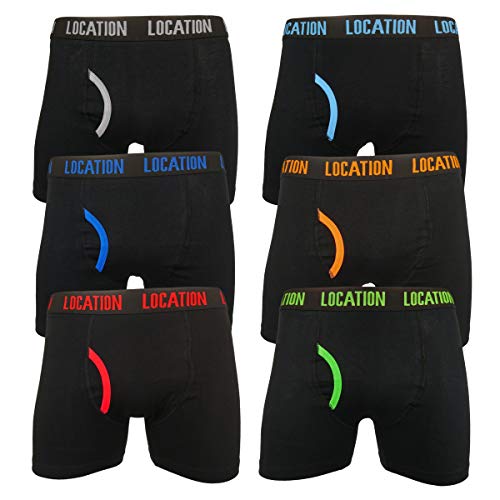 Mens 6 Pack Location Boxer Shorts Trunks Gift Underwear Cotton Boxers, M, Graphite (6 Pack)
