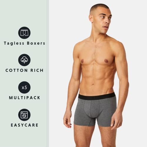 FM London (5-Pack) Mens Boxers with HyFresh Odour Protection Technology - Breathable Mens Underwear Suitable all Occasions - Tagless Mens Boxers Shorts Multipack Designed for a 24hr Wear - Super Soft