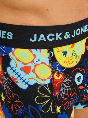 Jack & Jones Men's Jacjames Trunks 3 Pack Noos Boxer Shorts, Black/Detail: Black - Blazing Yellow., M UK