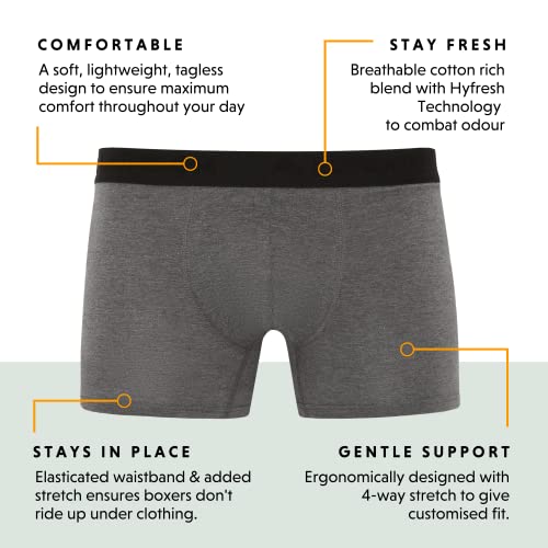 FM London (5-Pack) Mens Boxers with HyFresh Odour Protection Technology - Breathable Mens Underwear Suitable all Occasions - Tagless Mens Boxers Shorts Multipack Designed for a 24hr Wear - Super Soft