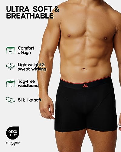 DANISH ENDURANCE 3 Pack Bamboo Boxer Shorts for Men, Breathable Underwear, Soft Antibacterial Pants, Black, XX-Large