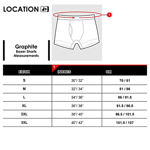 Mens 6 Pack Location Boxer Shorts Trunks Gift Underwear Cotton Boxers, M, Graphite (6 Pack)