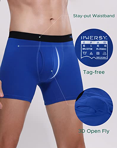 INNERSY Mens Boxer Shorts Cotton Pants Underwear Long Leg Trunks Multipack Rainbow Briefs 7 Pack (L, Rainbow)