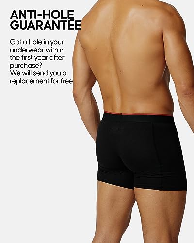 DANISH ENDURANCE 3 Pack Bamboo Boxer Shorts for Men, Breathable Underwear, Soft Antibacterial Pants, Black, XX-Large