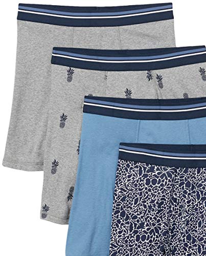 Amazon Essentials Men's Tag-Free Boxer Briefs, Pack of 5, Floral Print/Pineapple/Stripes, L