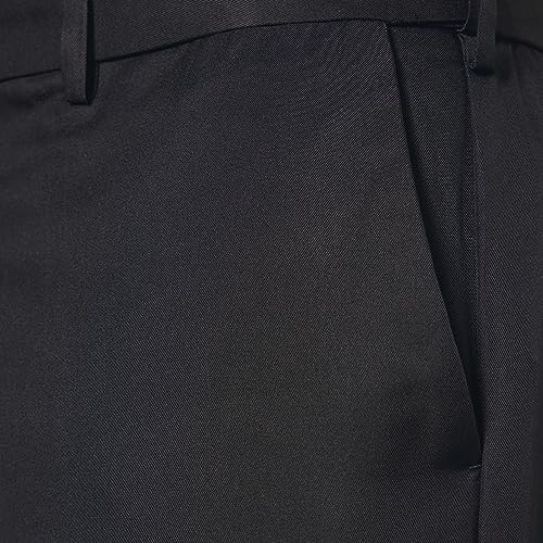 Amazon Essentials Men's Classic-Fit Expandable-Waist Flat-Front Dress Trousers, Black, 40W / 32L