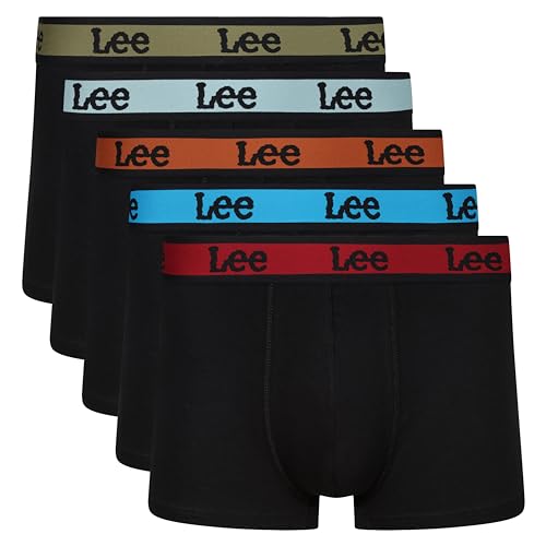 Lee Men's Boxer Shorts in Black | Soft Touch Cotton Trunks with Stretchy Elasticated Waistband | Comfortable and Breathable Underwear - Multipack of 5