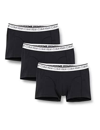 Calvin Klein Men’s 3-Pack of Boxers Trunks 3 PK with Stretch, Black W/ White Wb, M [Amazon Exclusive]