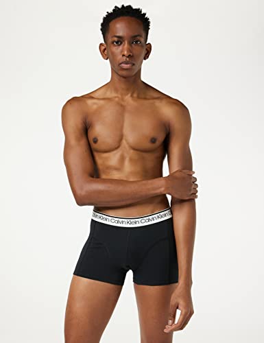 Calvin Klein Men’s 3-Pack of Boxers Trunks 3 PK with Stretch, Black W/ White Wb, M [Amazon Exclusive]