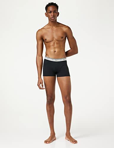Calvin Klein Men’s 3-Pack of Boxers Trunks 3 PK with Stretch, Black W/ White Wb, M [Amazon Exclusive]