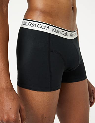 Calvin Klein Men’s 3-Pack of Boxers Trunks 3 PK with Stretch, Black W/ White Wb, M [Amazon Exclusive]