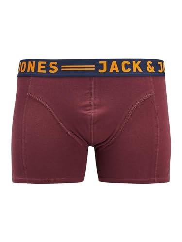 JACK & JONES Mens Jaclichfield Boxer Briefs - Burgundy/Grey - L