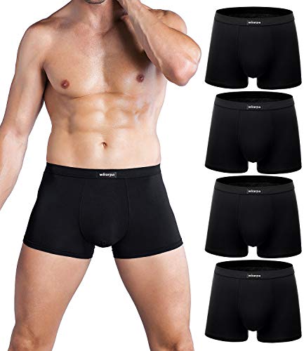 wirarpa Mens Mirco Modal Underwear Trunks Soft Boxer Shorts Gents Microfibre Underpants Multipack Black Size L