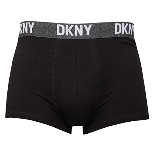 DKNY Men's Boxers with Contrasting Branded Waistband in Breathable Cotton Rich Fabric Shorts, Black, M