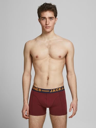 JACK & JONES Mens Jaclichfield Boxer Briefs - Burgundy/Grey - L
