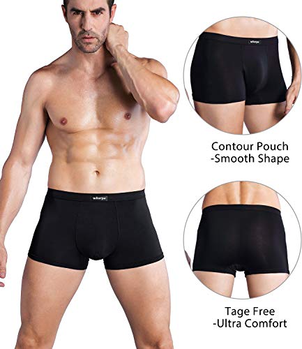 wirarpa Mens Mirco Modal Underwear Trunks Soft Boxer Shorts Gents Microfibre Underpants Multipack Black Size L
