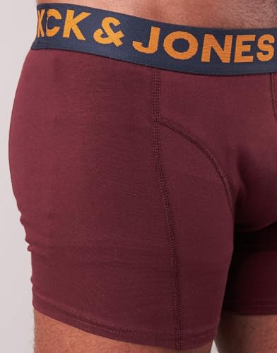 JACK & JONES Mens Jaclichfield Boxer Briefs - Burgundy/Grey - L