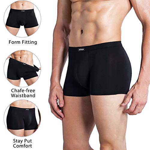 wirarpa Mens Mirco Modal Underwear Trunks Soft Boxer Shorts Gents Microfibre Underpants Multipack Black Size L