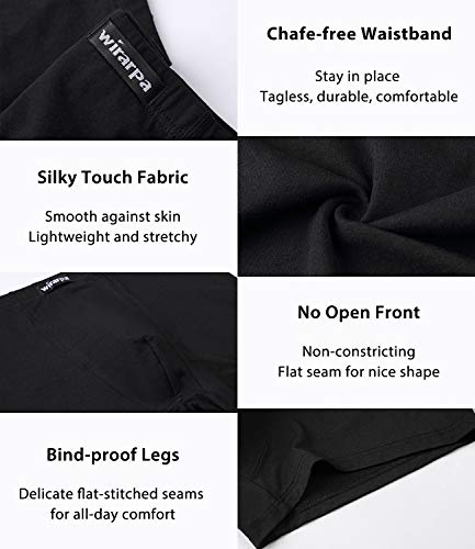 wirarpa Mens Mirco Modal Underwear Trunks Soft Boxer Shorts Gents Microfibre Underpants Multipack Black Size L