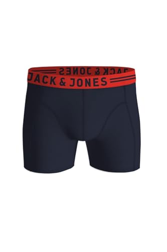 JACK & JONES Mens Jaclichfield Boxer Briefs - Burgundy/Grey - L