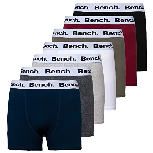 Bench - Mens 'MARCOS' Everyday Essentials Multipack Boxer Jersey Shorts, Classic Fit 7 Pack Casual Trunks, Underwear Gift Set (M, Marcos/Assorted)