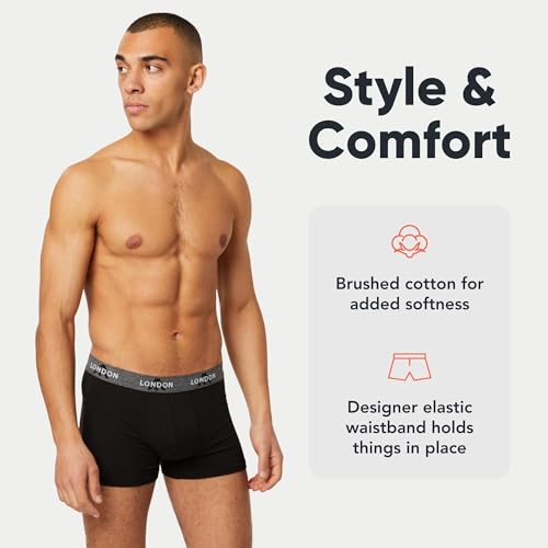 FM London (4/8-Pack) Mens Boxers with Elastic Waist - Soft Boxer Shorts Men with HyFresh Technology for Odour Protection, Stretch Fit Mens Underwear for Everyday Wear - Fitted Hipster Boxers for Men