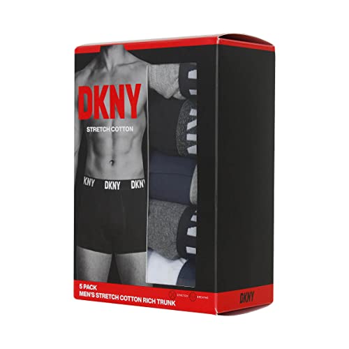 DKNY Men's Boxers with Contrasting Branded Waistband in Breathable Cotton Rich Fabric Shorts, Black, M