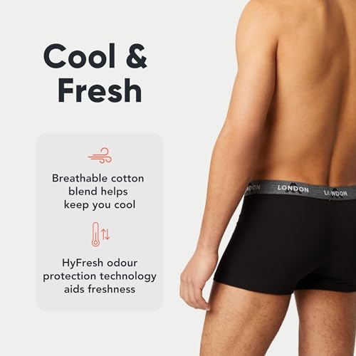 FM London (4/8-Pack) Mens Boxers with Elastic Waist - Soft Boxer Shorts Men with HyFresh Technology for Odour Protection, Stretch Fit Mens Underwear for Everyday Wear - Fitted Hipster Boxers for Men
