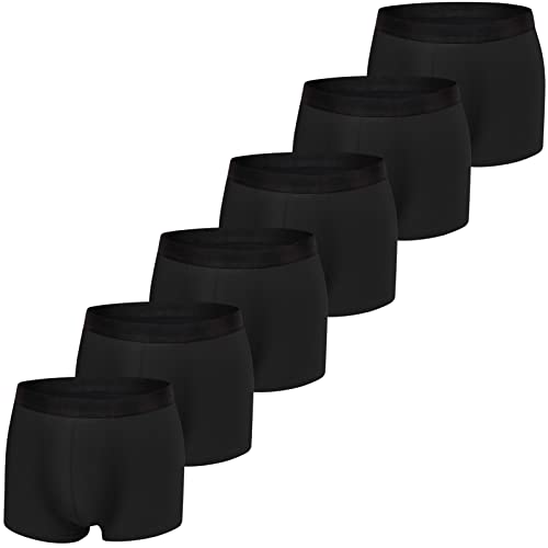 JIATAOBAO Boxer Shorts Mens (Pack of 6), Cotton Fitted Underwear Retro Trunks Breathable Briefs, Suitable For Leisure, Sports And Business, S, M, L, XL, XXL (XL, Black×6)