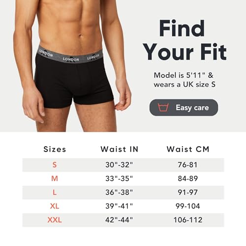 FM London (4/8-Pack) Mens Boxers with Elastic Waist - Soft Boxer Shorts Men with HyFresh Technology for Odour Protection, Stretch Fit Mens Underwear for Everyday Wear - Fitted Hipster Boxers for Men