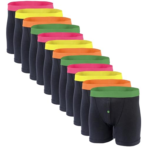 Sockstack 12 Pairs Mens Boxer Shorts Designer Black Fashion Band Underwear X Large (38-40")