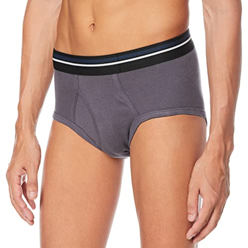 Amazon Essentials Men's Tag-Free Cotton Briefs, Pack of 7, Black/Charcoal/Grey Heather, M