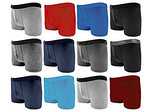 Bonjour Men's Fitted Hipsters Boxer, XL, Assorted, Pack of 12