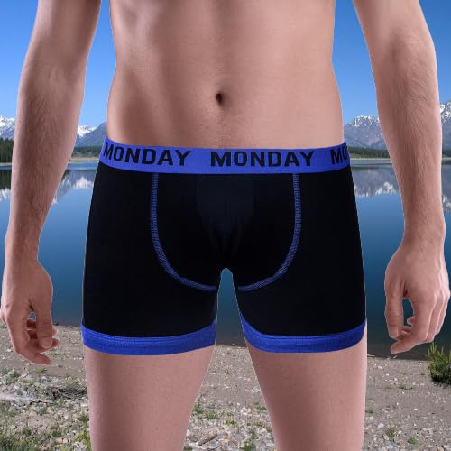 Sock Stack Days Of The Week Boxer Shorts 7 Pairs Men's Comfort Fit Boxers Underwear Black Boxershort Trunks, Medium