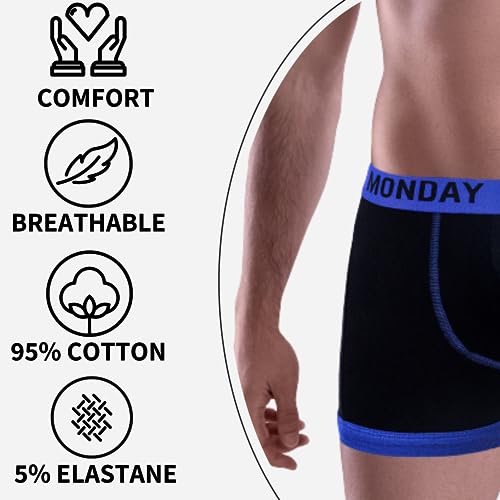 Sock Stack Days Of The Week Boxer Shorts 7 Pairs Men's Comfort Fit Boxers Underwear Black Boxershort Trunks, Medium