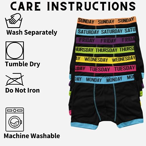 Sock Stack Days Of The Week Boxer Shorts 7 Pairs Men's Comfort Fit Boxers Underwear Black Boxershort Trunks, Medium