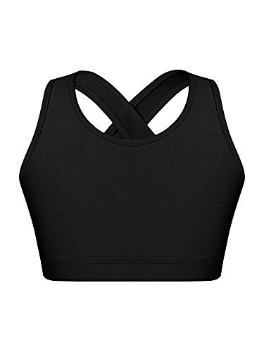 iEFiEL Kids Girls Wireless Yoga Sports Bras Child Fitness Cotton Crop Tops Vest Running Training Bra Black 3 9-10 Years