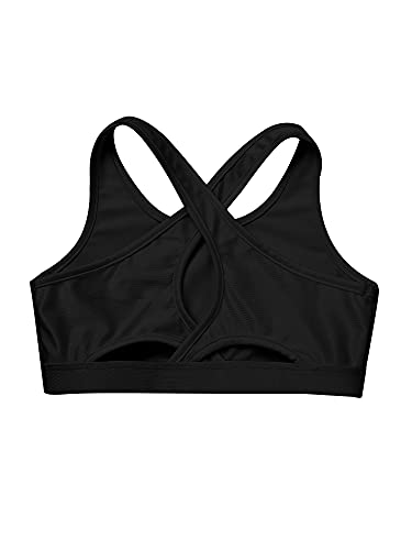 iEFiEL Kids Girls Wireless Yoga Sports Bras Child Fitness Cotton Crop Tops Vest Running Training Bra Black 3 9-10 Years